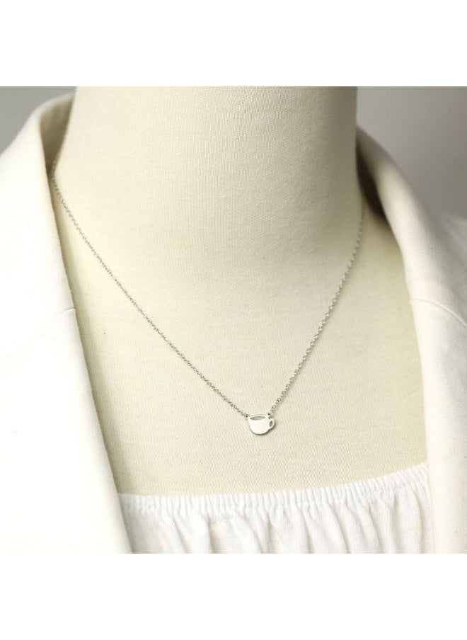 Deidreamers - Sterling Silver Cup Of Coffee Necklace (Silver) - Image 1