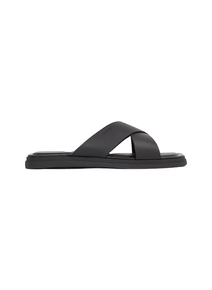 CALVIN KLEIN CRISS CROSS LEATHER SANDALS