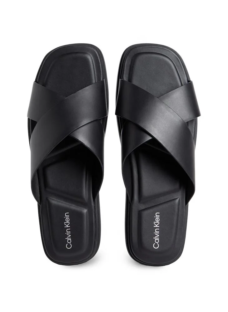 CALVIN KLEIN CRISS CROSS LEATHER SANDALS