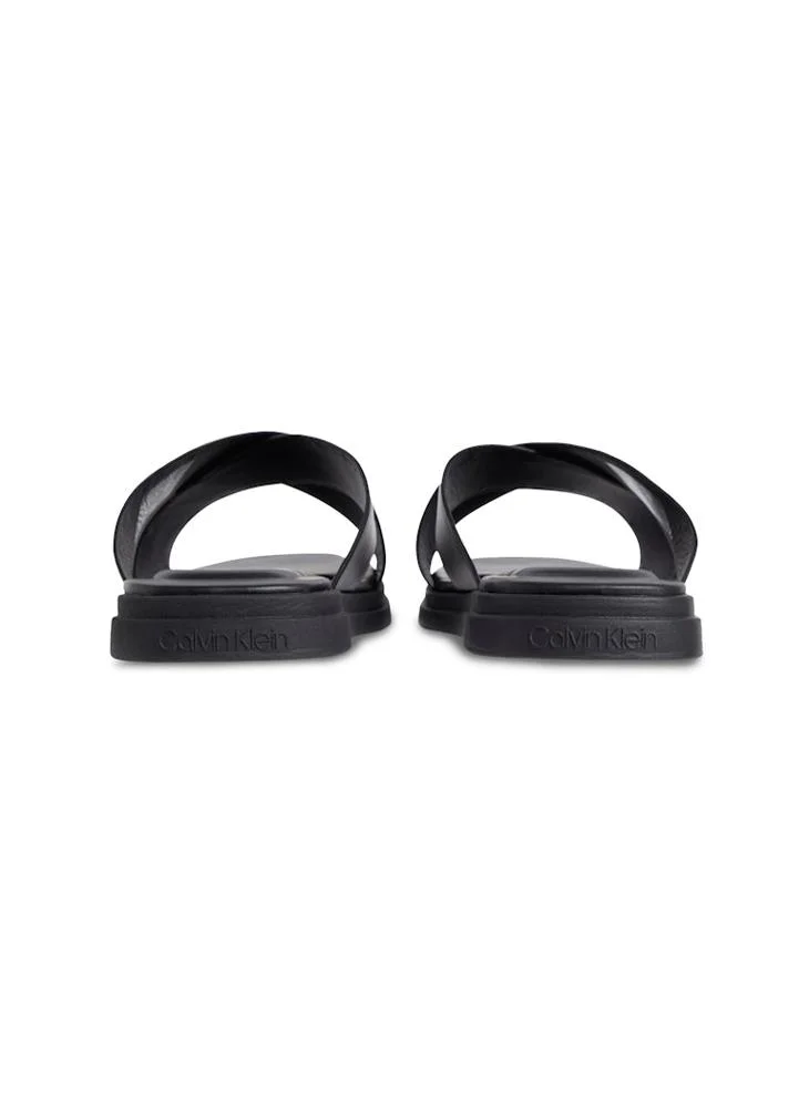 CALVIN KLEIN CRISS CROSS LEATHER SANDALS