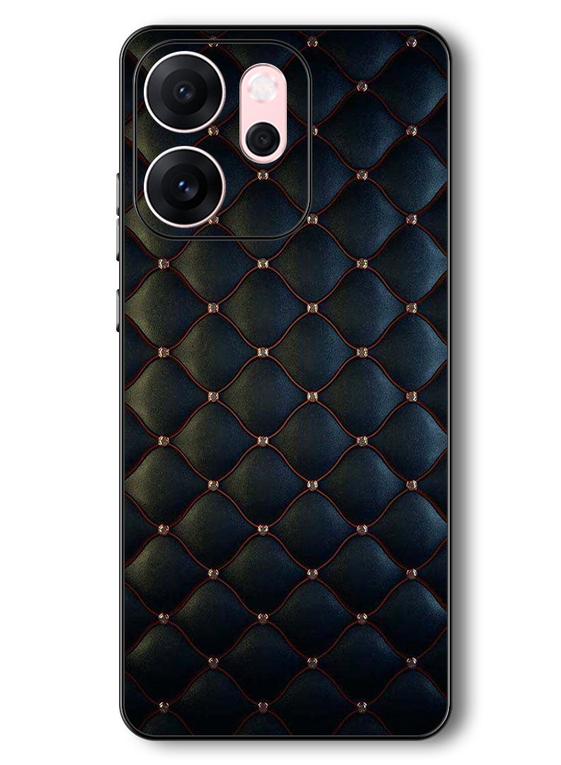 Theodor Case Compatible with Oppo Reno 14 F 6.57 Inch Protection Shockproof Bumper Cover Stappers On Black Cloth Pattern - Image 1