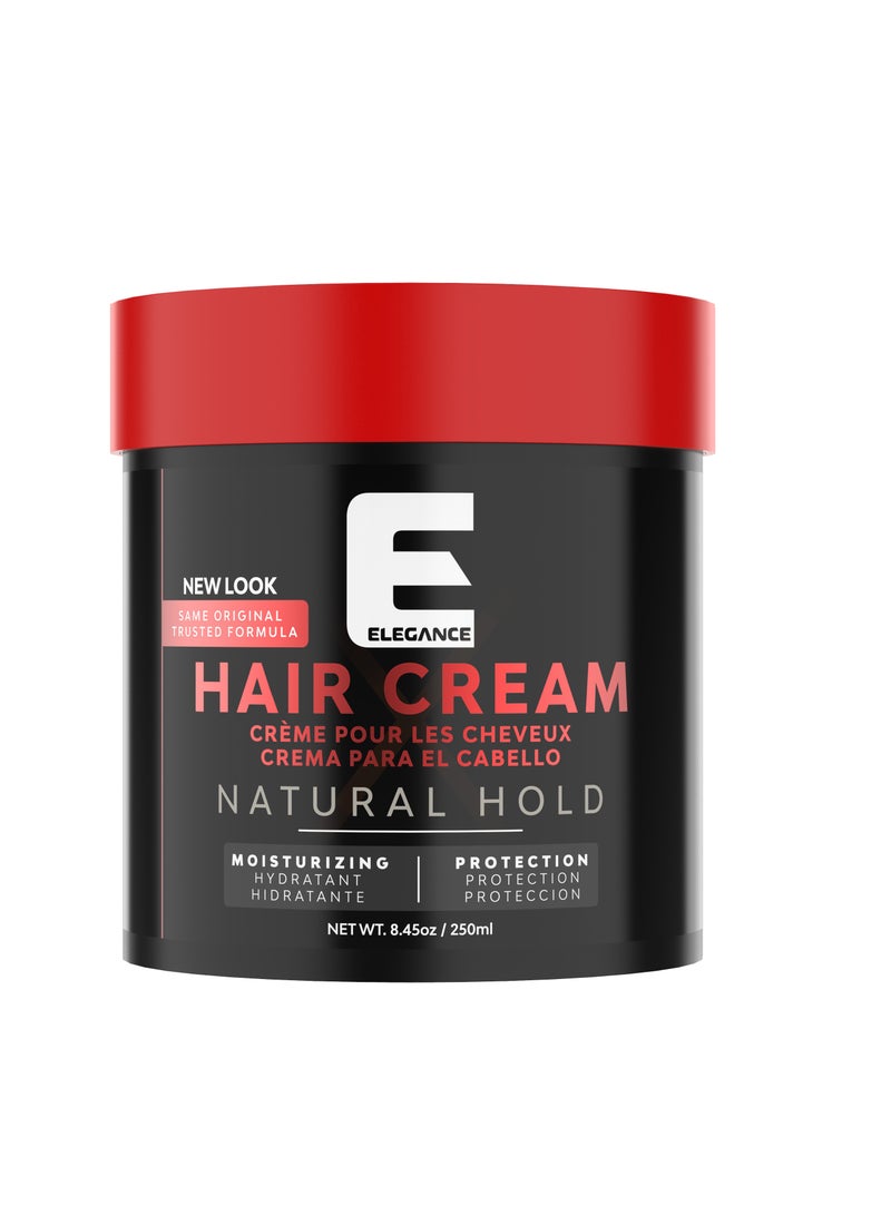 Elegance-E Series Hair Cream Natural Hold 250ml: Curl Defining, Frizz Control, Deep Moisturization, Non-Sticky, Natural Hold
