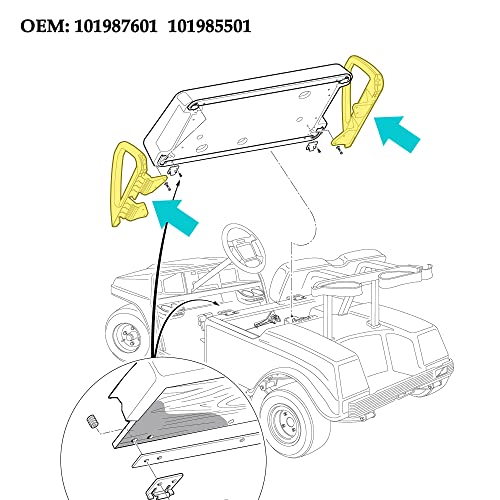 10L0L Arm Rest Hip Restraint for Club Car DS 2000-up Golf Cart, Driver and Passenger Side, OEM# 103246701 103246801, 1 Pair - Image 3
