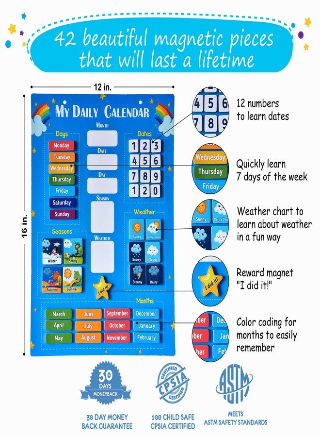 Simply Magic Kids Calendar 2026 - My First Daily Magnetic Calendar for Kids, All About Today Board, Days of The Week Toddler Calendars - Preschool Classroom Calendar for Wall, Circle Time Calendars - Image 3