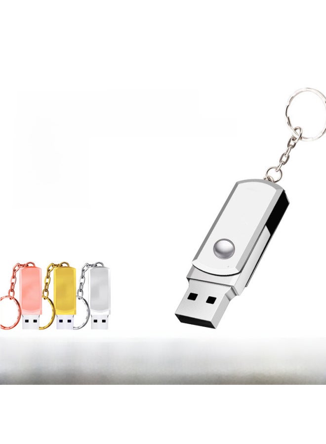 Gift Lettering Rotating USB Flash Disk 16g Small Fat Man Car 32G Metal 8g64g High Speed USB Flash Disk 128g-Color:Gold-Capacity:USB 3.0 32GB - Image 2