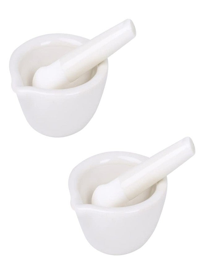 RchNow 2.5inch Pills Crusher, Ceramics Spice Mill Grinder Set, Handheld Seasoning Mills Grinder,Porcelain Mortar And Pestle Tools Set Grinding Bowls, Set Of 2 - Image 1