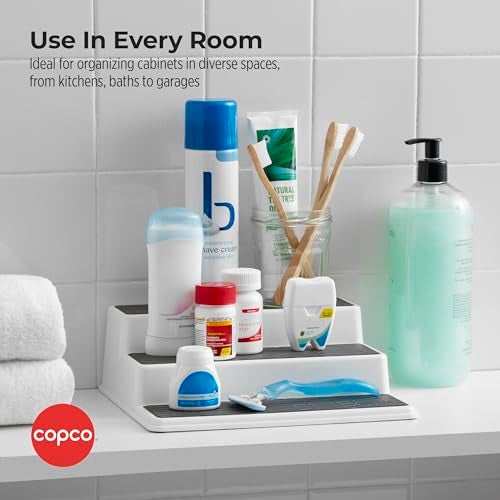 Copco Grey 2 Non-Skid 3-Tier Spice Rack Organizer for Pantry, 2-Pack, 10-Inch - Image 4