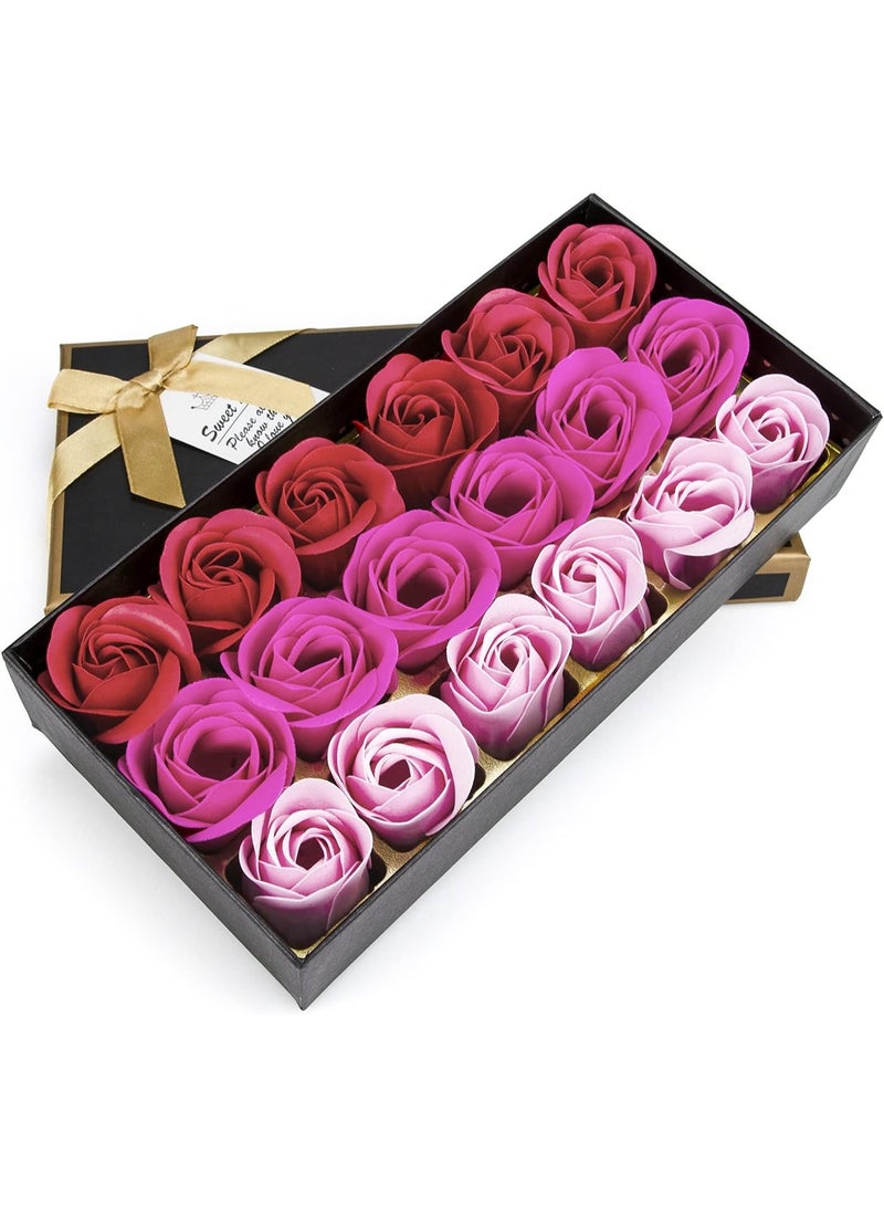 Bath Soap Rose Flower Floral Scented Soap Rose Petals Body Soap in Gift Box for Valentine's Day Anniversary Birthday Mothers Day, Gifts for Her (18 Pcs/Box Gradient Pink) - Image 1
