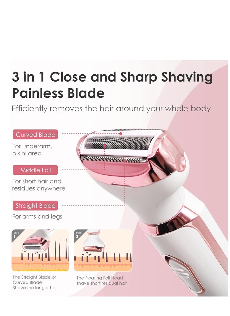 General Electric Razor, Shaver ,Trimmer for Women, 4 in 1 Painless Body Razors and Facial Hair Remover ,Rechargeable Hair Removal Kit for Face Body Leg Bikini Underarm Arm  - Image 4