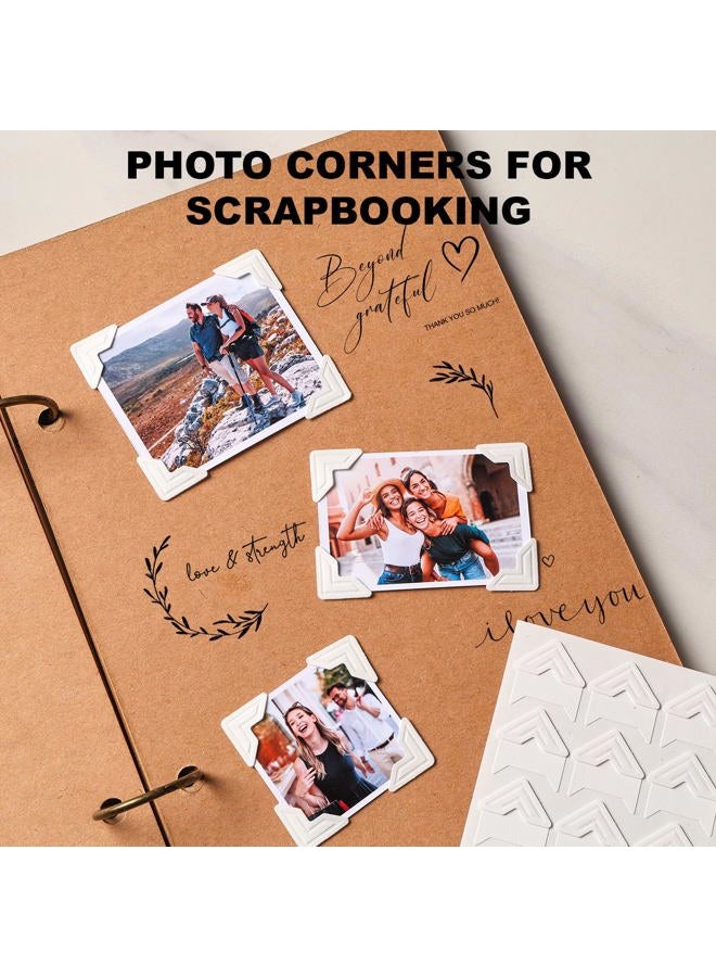 Chiallco White Photo Corners Self-Adhesive, 120 Pcs Acid Free Photo Corners for Scrapbooking, Photo Picture Mounting Corners for Photo Album, DIY Scrapbook Stickers, Memory Books, Diary, by CHIALLCO - Image 5