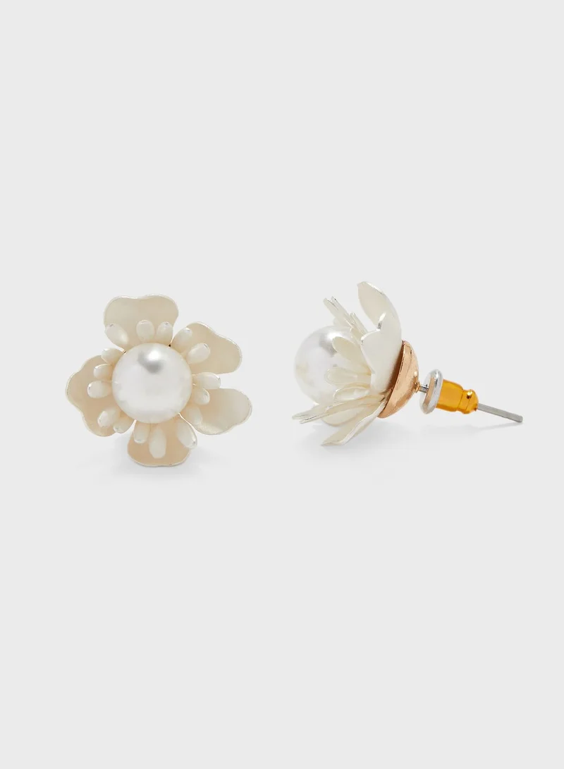ELLA Stud Earrings & Clip Set In Pearl