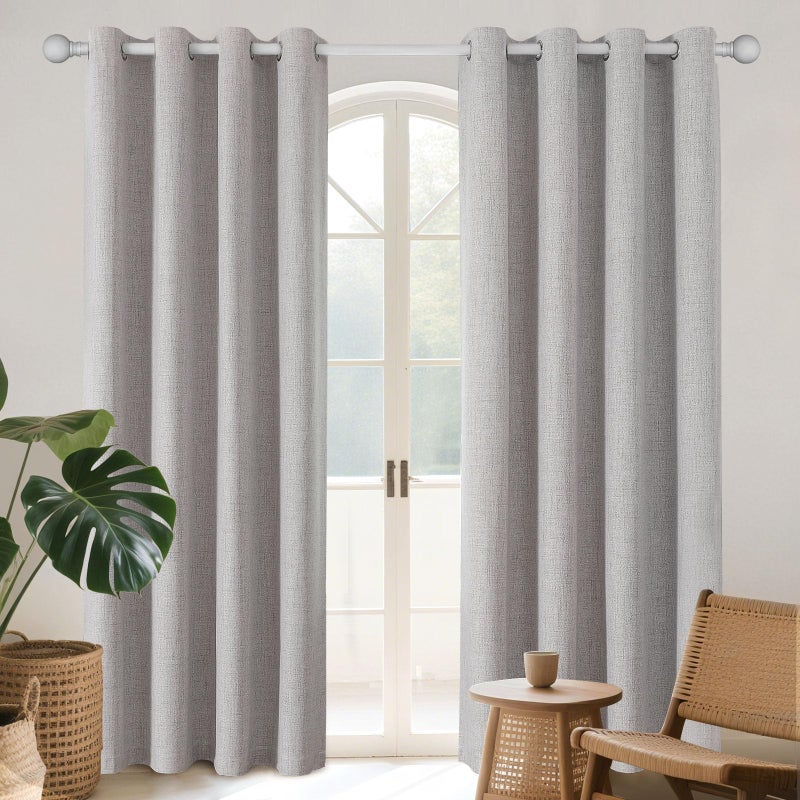 Joydeco 100% Blackout Curtains for Bedroom 84 Inch Long, Linen Black Out Curtains 2 Panels Set With Grommet for Living Room Window, Thermal Insulated Full Light Blocking Drapes Privacy Protection,52"W - Image 1
