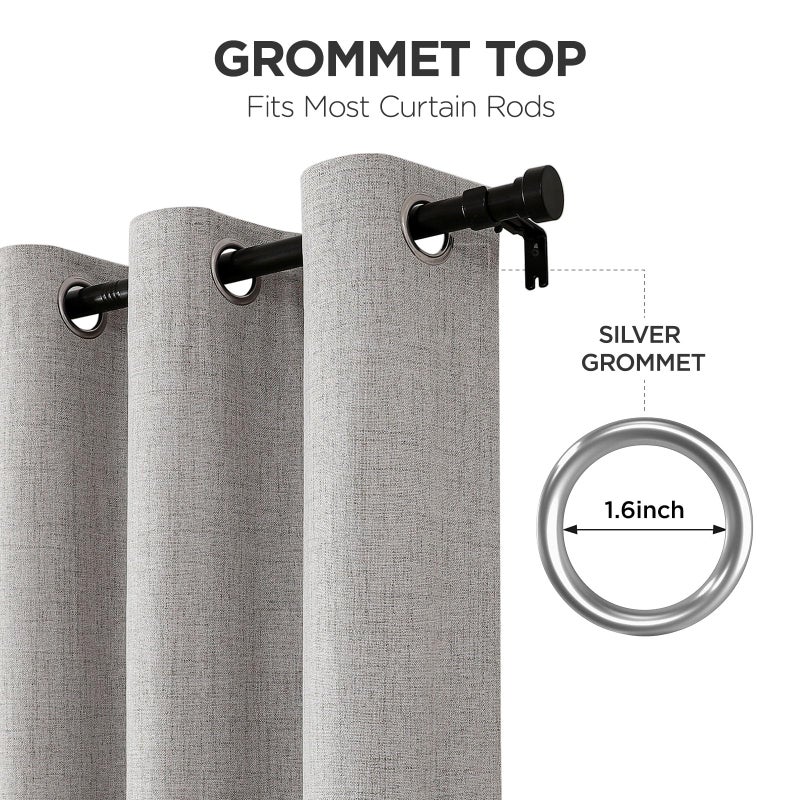 Joydeco 100% Blackout Curtains for Bedroom 84 Inch Long, Linen Black Out Curtains 2 Panels Set With Grommet for Living Room Window, Thermal Insulated Full Light Blocking Drapes Privacy Protection,52"W - Image 5