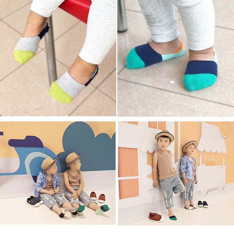 VWU Toddler Socks No Show Kids Baby Thin Cotton Socks Anti Slip Color Assorted 1-8T 4 Color, 1-3T - Image 5
