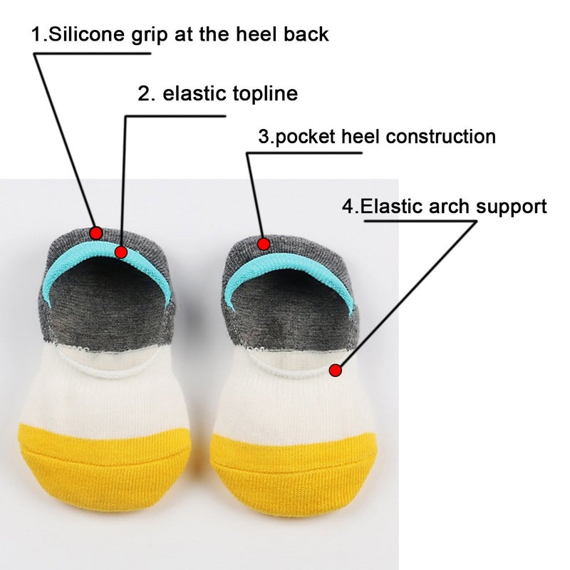 VWU Toddler Socks No Show Kids Baby Thin Cotton Socks Anti Slip Color Assorted 1-8T 4 Color, 1-3T - Image 3