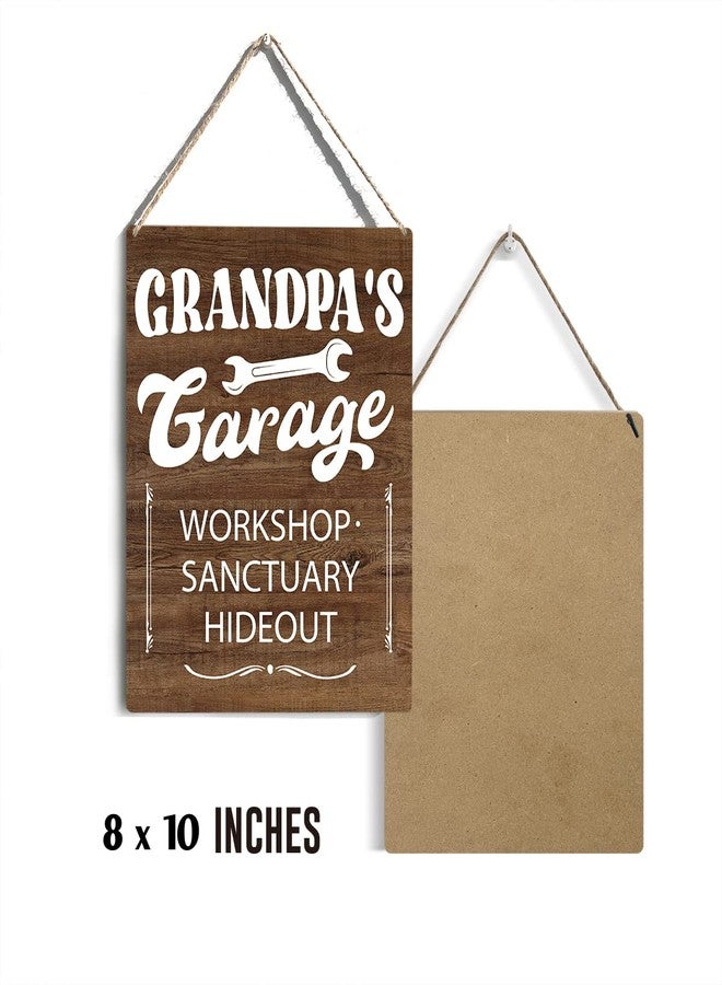 GUDIAO Farmhouse Grandpa's Garage Wooden Sign Wall Decor Rustic Papa Garage Workshop Wood Plaque Hanging Sign Decoration for Home Garage Workshop Door Father's Day, 8 x 10 - Image 2