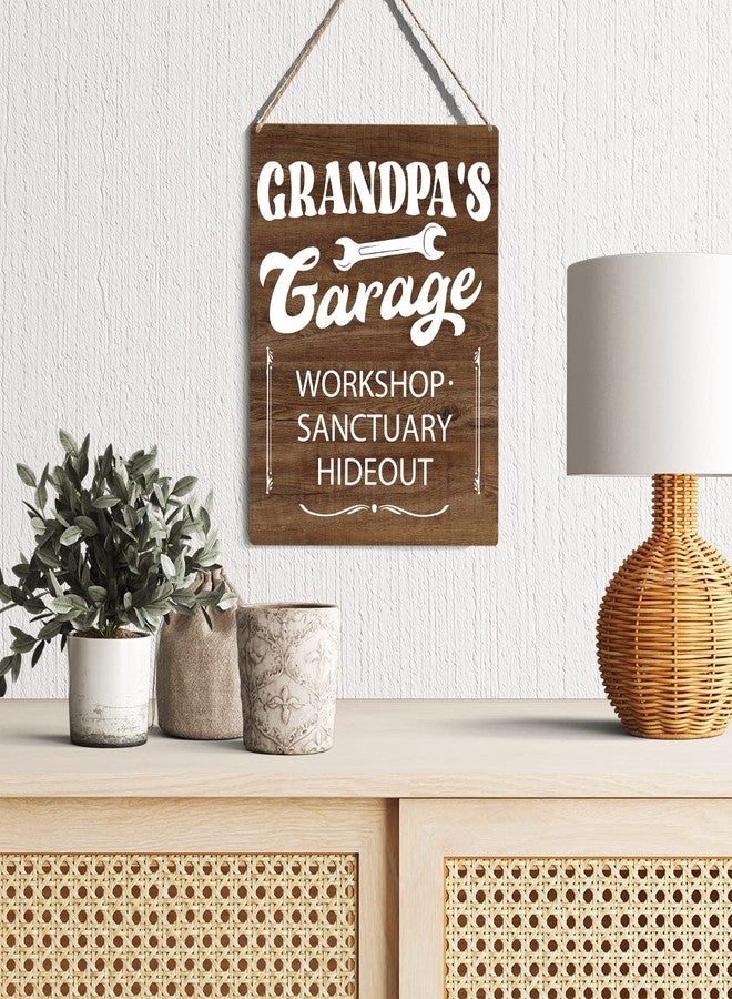 GUDIAO Farmhouse Grandpa's Garage Wooden Sign Wall Decor Rustic Papa Garage Workshop Wood Plaque Hanging Sign Decoration for Home Garage Workshop Door Father's Day, 8 x 10 - Image 3