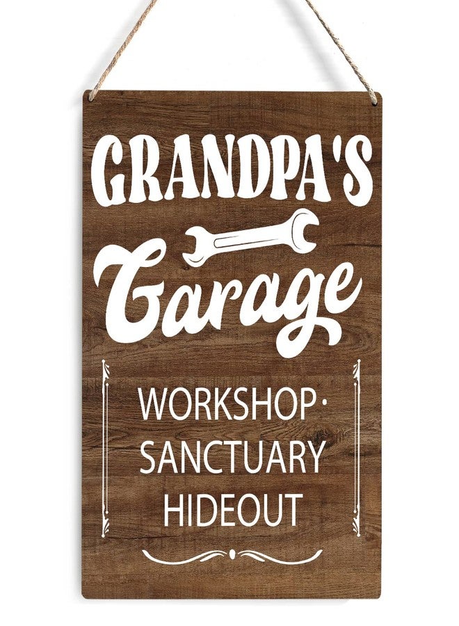GUDIAO Farmhouse Grandpa's Garage Wooden Sign Wall Decor Rustic Papa Garage Workshop Wood Plaque Hanging Sign Decoration for Home Garage Workshop Door Father's Day, 8 x 10 - Image 1