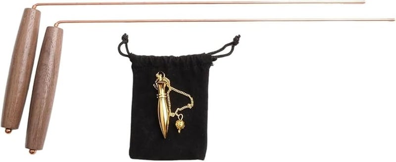 Copper Dowsing Rods 2PCS Wooden Handle For Water Gold Minerals Detection - Image 1