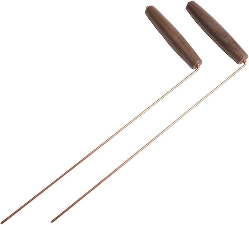 Copper Dowsing Rods 2PCS Wooden Handle For Water Gold Minerals Detection - Image 3