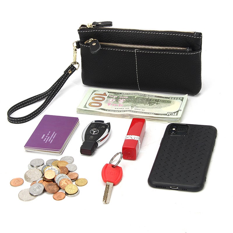 New Style Simple Long Women'S Wallet Fashionable Genuine Leather Clutch Bag Thin Stitch Zipper Clutch Bag For Women - Image 5
