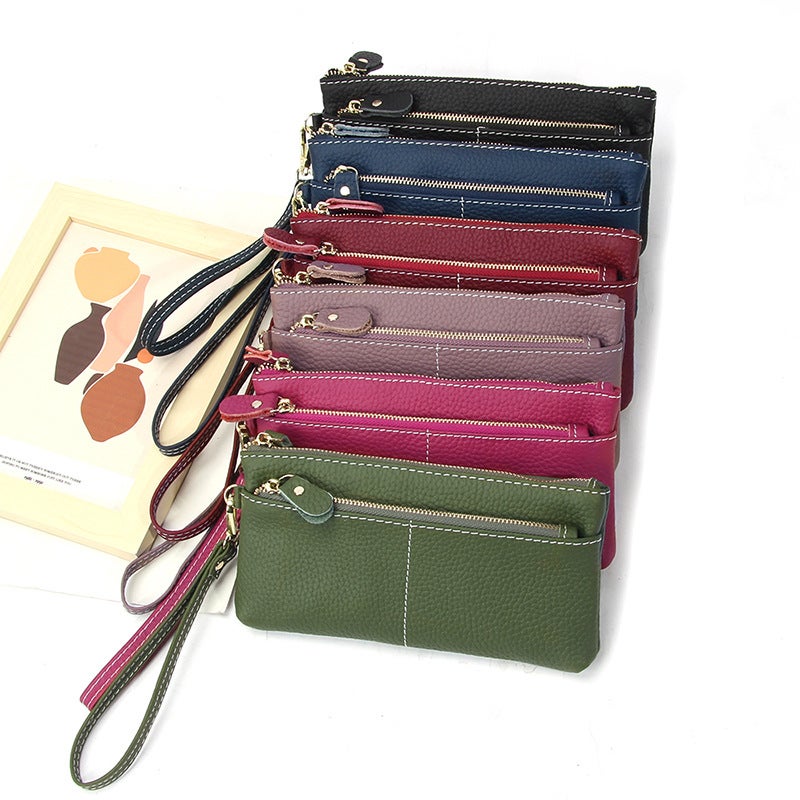 New Style Simple Long Women'S Wallet Fashionable Genuine Leather Clutch Bag Thin Stitch Zipper Clutch Bag For Women - Image 3