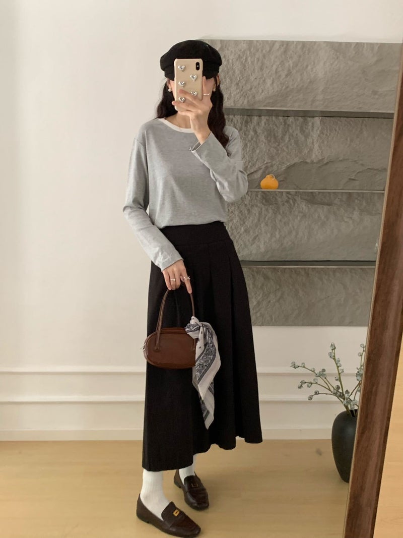 2024 Autumn and Winter New Korean Color Matching T Base Shirt Women's Modal Crewneck Fake Two-piece Long-sleeved Slim-fit Inner T-shirt - Image 4
