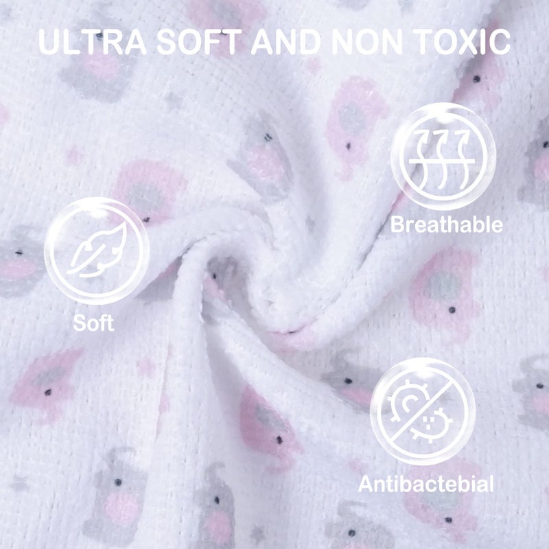 softan Baby Washcloths, 24Pack Baby Wash Cloths Extra Soft & Ultra Absorbent, Baby Towels and Washcloths Face Towel Unisex for Boys Girls Body, Washclothes Gentle on Sensitive Skin, 9x9 Pink Elephant - Image 2