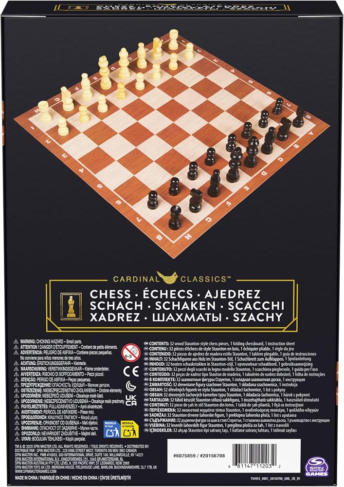 Spin Master Games Cardinal Classics Chess Board Game Set with Folding Board & 32 Staunton-Style Pieces, Strategy Game for Kids & Adults Ages 8+ - Image 5