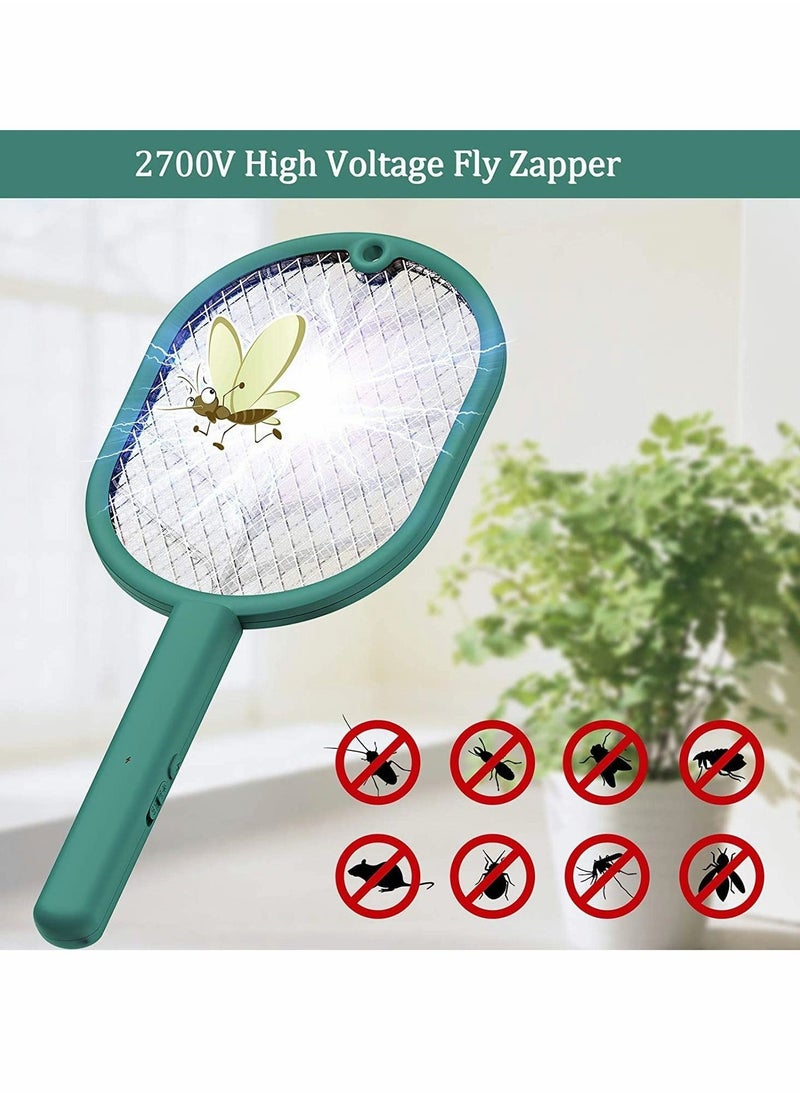 Electric Fly Swatter, Handheld/Standing/Wall Mounted Mosquito Killer with Base, Smart Home Use USB Rechargeable LED Light 3 Layer Safety Mesh, Fruit Fly, Insect Trap Racket for Indoor, Camping Outdoor - Image 2