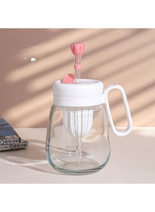 Glass juice mug with straw, 2 straw holes, and an internal filter - Image 3