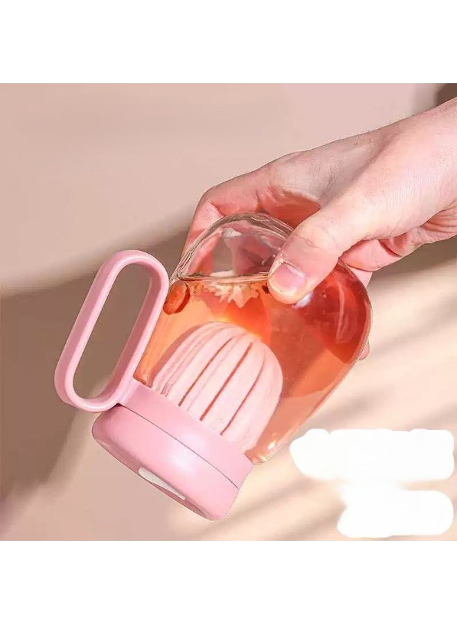 Glass juice mug with straw, 2 straw holes, and an internal filter - Image 4