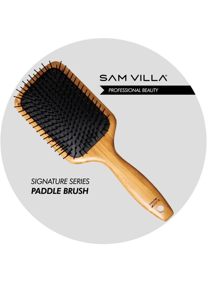 Sam Villa Signature Series Bamboo Brush Wooden Paddle Brush For Hair Styling - Image 2