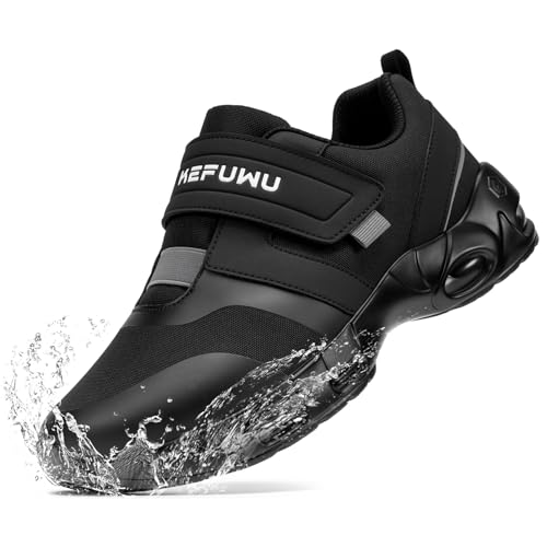 KEFUWU Waterproof Diabetic Shoes for Men Wide Black Slip On Walking Shoes Kitchen Chef Restaurant Swollen Feet Food Service Work (11 Wide Man, Black) - Image 1