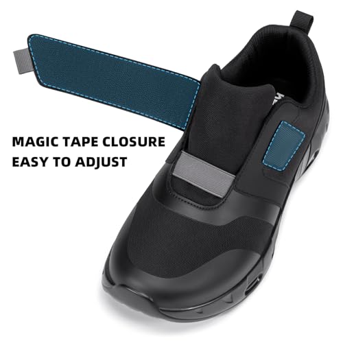 KEFUWU Waterproof Diabetic Shoes for Men Wide Black Slip On Walking Shoes Kitchen Chef Restaurant Swollen Feet Food Service Work (11 Wide Man, Black) - Image 4