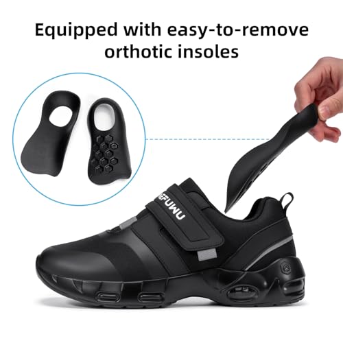 KEFUWU Waterproof Diabetic Shoes for Men Wide Black Slip On Walking Shoes Kitchen Chef Restaurant Swollen Feet Food Service Work (11 Wide Man, Black) - Image 2