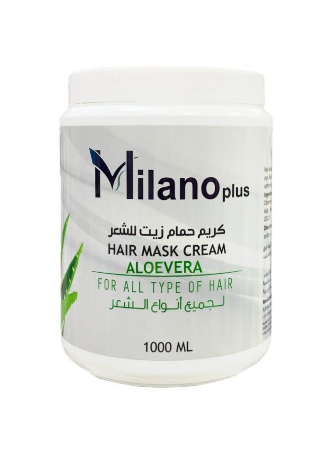 Milano Plus Hair Mask Cream Aloe Vera 1000ml Infused with Real Extracts for Natural shine and care for Hair | Salon Care at Home - Image 1