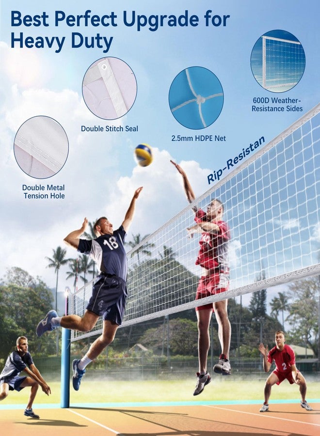 YNSZAS 𝙉𝙀𝙒 Professional Volleyball Net Heavy Duty, 46 FT Aircraft Steel Cable, Upgraded Weather Resistant, Portable for Outdoor & Indoor, Pool, Trees, Backyard, Yard, Beach, Park, 32x3FT(Net Only) - Image 4