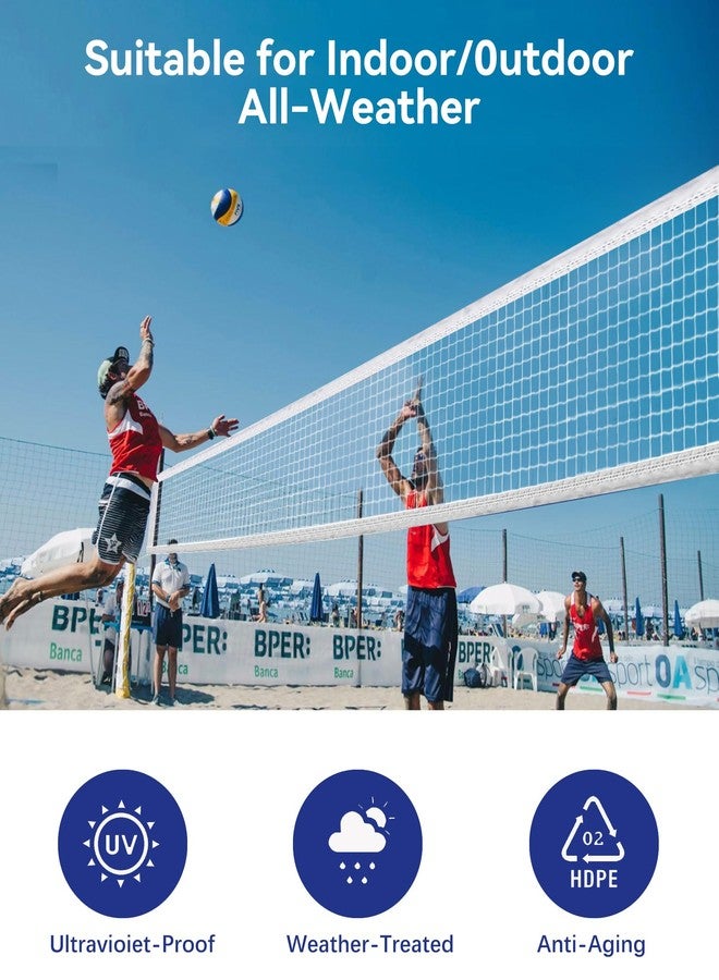 YNSZAS 𝙉𝙀𝙒 Professional Volleyball Net Heavy Duty, 46 FT Aircraft Steel Cable, Upgraded Weather Resistant, Portable for Outdoor & Indoor, Pool, Trees, Backyard, Yard, Beach, Park, 32x3FT(Net Only) - Image 3
