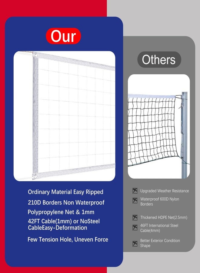 YNSZAS 𝙉𝙀𝙒 Professional Volleyball Net Heavy Duty, 46 FT Aircraft Steel Cable, Upgraded Weather Resistant, Portable for Outdoor & Indoor, Pool, Trees, Backyard, Yard, Beach, Park, 32x3FT(Net Only) - Image 2
