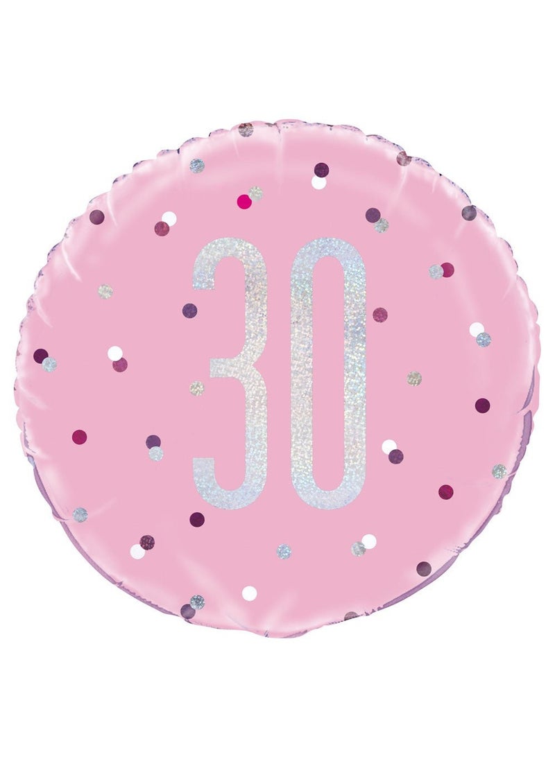 Unique 30-Years Birthday Anniversary Foil Balloon Pink Silver 45 cm