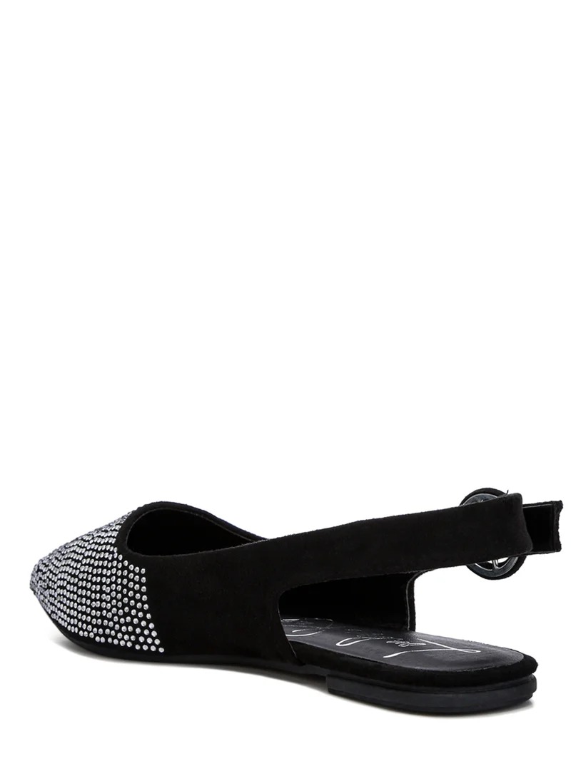 London Rag Rhinestones Embellished Slingback Mules in Black