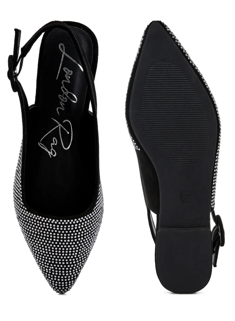 London Rag Rhinestones Embellished Slingback Mules in Black