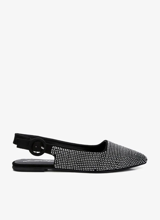 Rhinestones Embellished Slingback Mules in Black