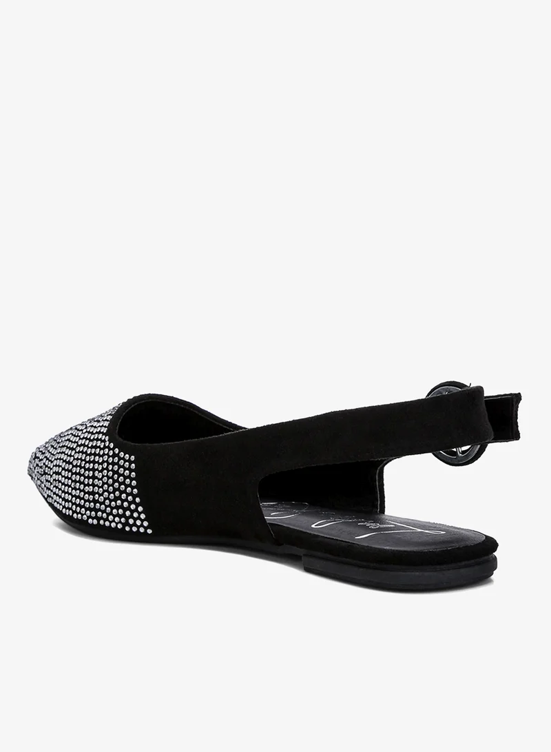 London Rag  Rhinestones Embellished Slingback Mules in Black for Women | Best Price UAE