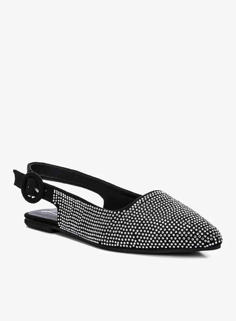 London Rag  Rhinestones Embellished Slingback Mules in Black for Women | Best Price UAE
