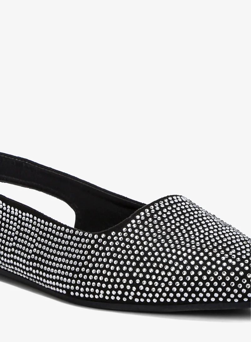 London Rag  Rhinestones Embellished Slingback Mules in Black for Women | Best Price UAE