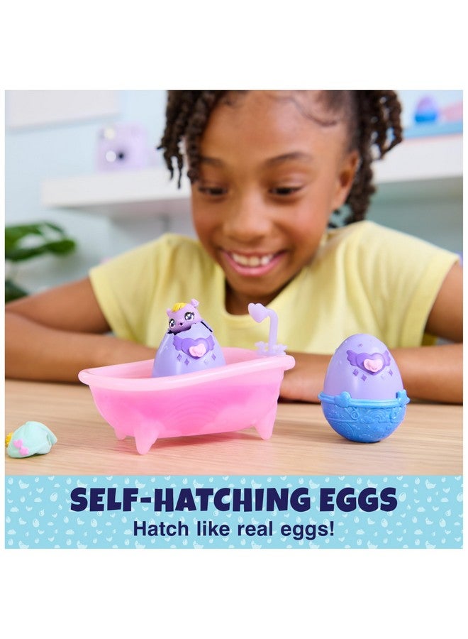 HATCHIMALS هتشيمالز ألايف، مجموعة ألعاب اجعلها تنفجر مع 15 ملحق، حوض استحمام، 2 شخصية مصغرة تتغير ألوانها في بيض ذاتي الفقس، ألعاب للأطفال للبنات والأولاد - Image 4