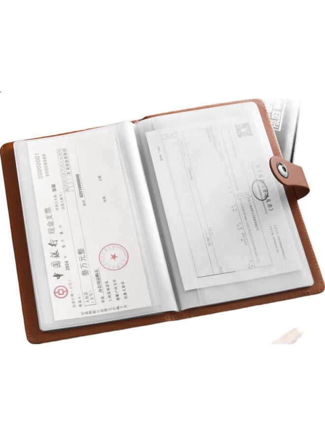 Dsb (Disbi) Deposit Slip Organizer, Bank Deposit Book, Multi-Functional Savings Book, Cash And Check Holder, Reimbursement Form Folder, Leather Cover, Large Capacity Card Holder, Brown, Cd-01 - Image 2