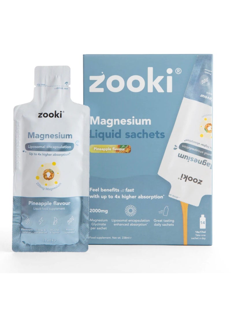 Zooki Magnesium Glycinate, Liposomal  Liquid  Sachets Pineapple Flavour